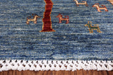Blue Tribal Persian Gabbeh Hand Knotted Wool Area Rug - 5' 10" X 8' 5" - Golden Nile