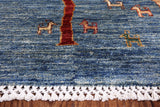 Blue Tribal Persian Gabbeh Hand Knotted Wool Area Rug - 5' 10" X 8' 5" - Golden Nile