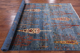 Blue Tribal Persian Gabbeh Hand Knotted Wool Area Rug - 5' 10" X 8' 5" - Golden Nile