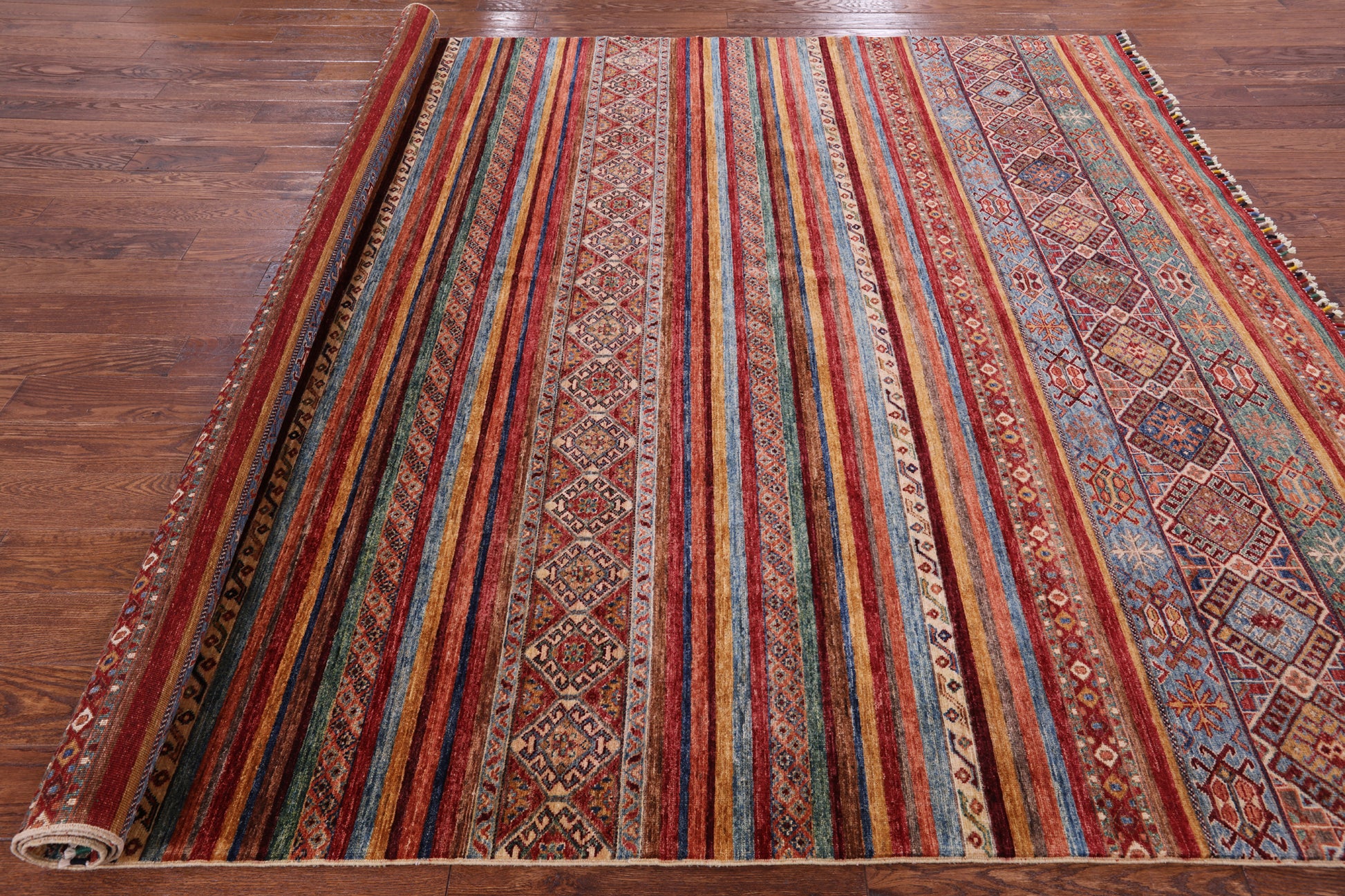 Tribal Khorjin Persian Gabbeh Handmade Wool Area Rug - 8' 3" X 9' 11" - Golden Nile