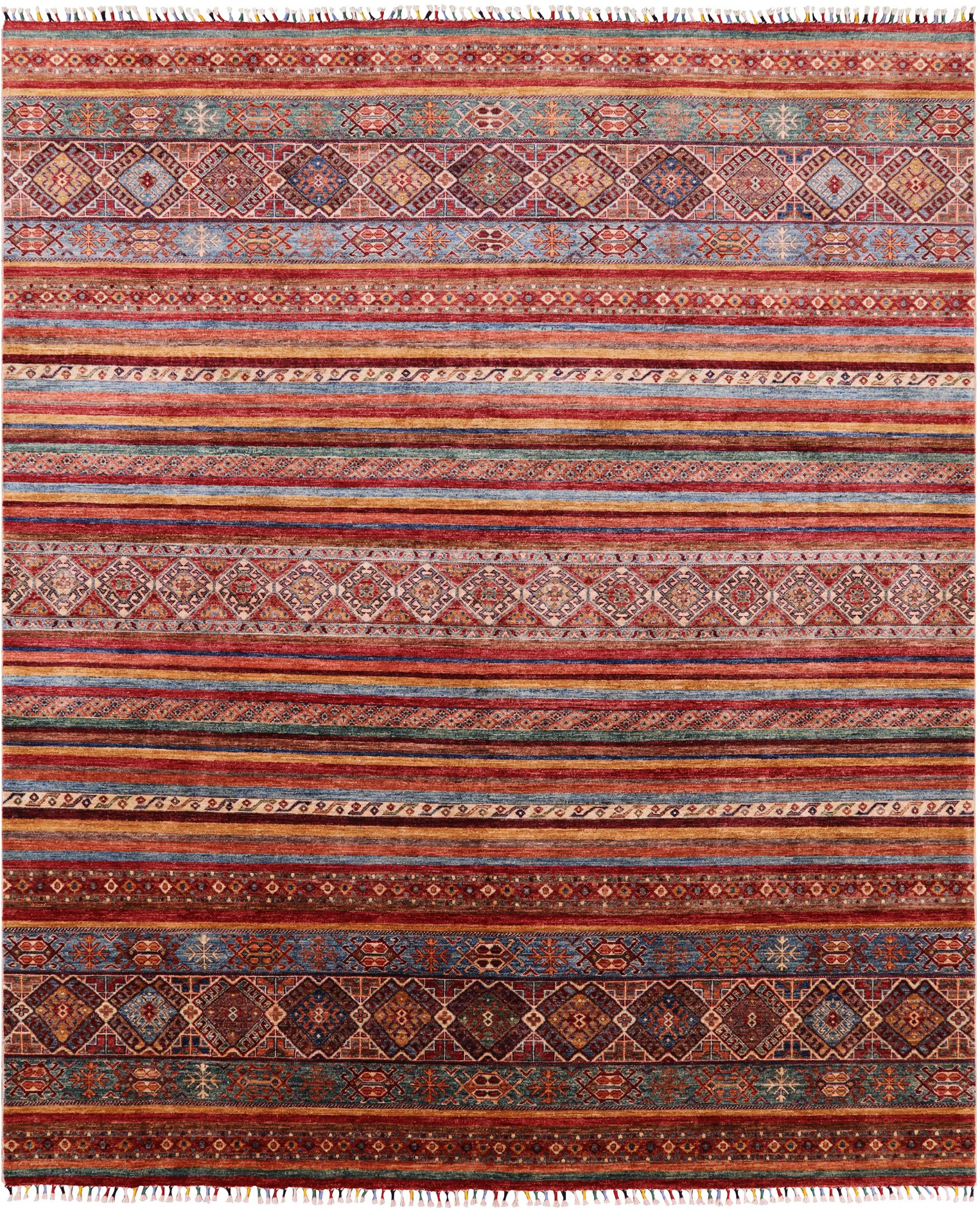 Tribal Khorjin Persian Gabbeh Handmade Wool Area Rug - 8' 3" X 9' 11" - Golden Nile