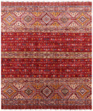 Red Tribal Persian Gabbeh Hand Knotted Wool Area Rug - 8' 3" X 9' 8" - Golden Nile
