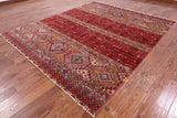 Red Tribal Persian Gabbeh Hand Knotted Wool Area Rug - 8' 3" X 9' 8" - Golden Nile