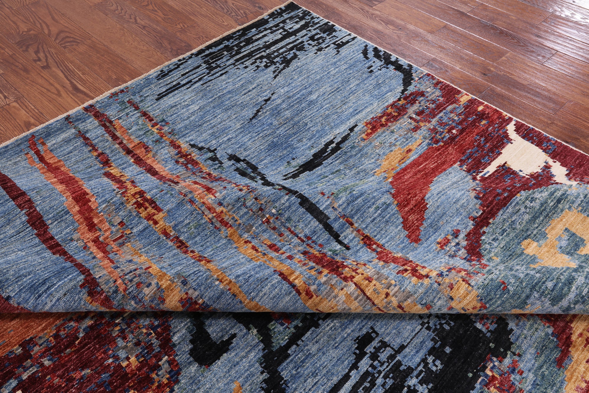 Abstract Modern Handmade Wool Area Rug - 8' 10" X 12' 6" - Golden Nile