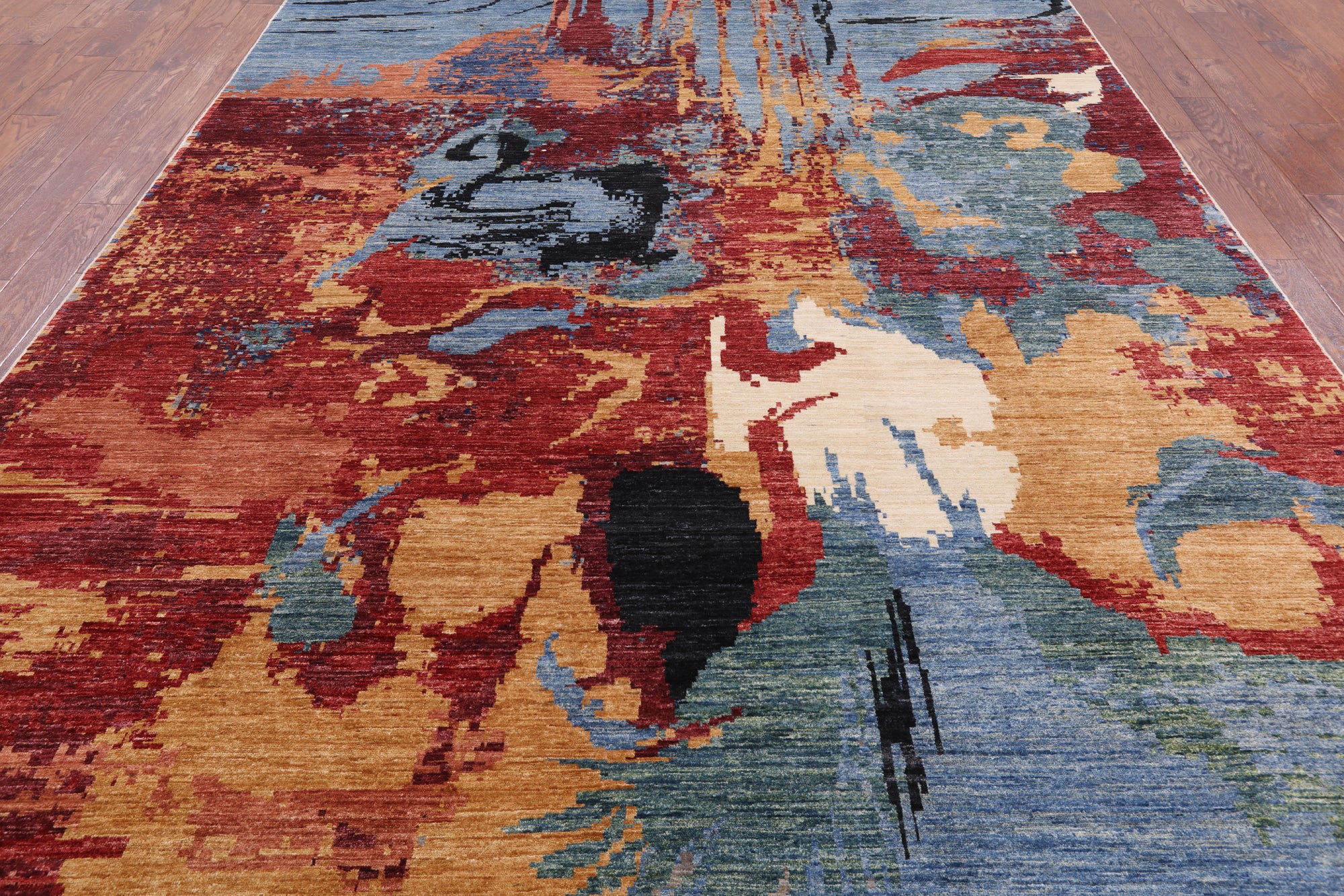Abstract Modern Handmade Wool Area Rug - 8' 10" X 12' 6" - Golden Nile