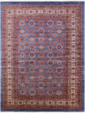 Blue Super Kazak Hand Knotted Wool Area Rug - 12' 0" X 15' 6" - Golden Nile