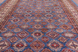 Blue Super Kazak Hand Knotted Wool Area Rug - 12' 0" X 15' 6" - Golden Nile