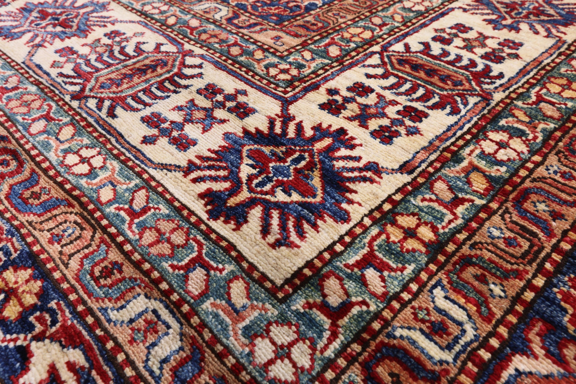 Blue Super Kazak Hand Knotted Wool Area Rug - 12' 0" X 15' 6" - Golden Nile