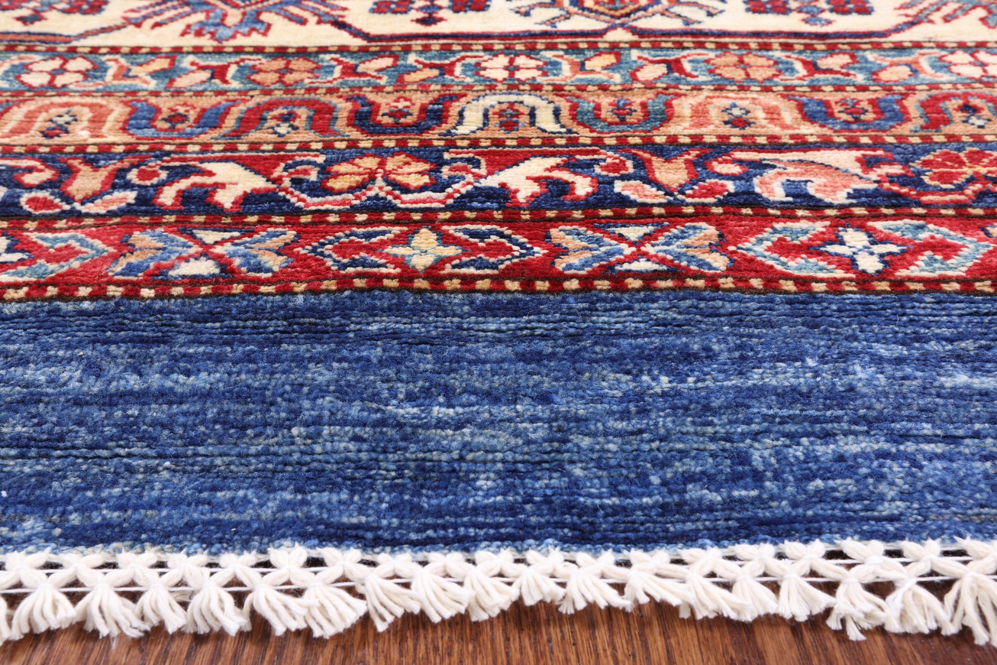 Blue Super Kazak Hand Knotted Wool Area Rug - 12' 0" X 15' 6" - Golden Nile