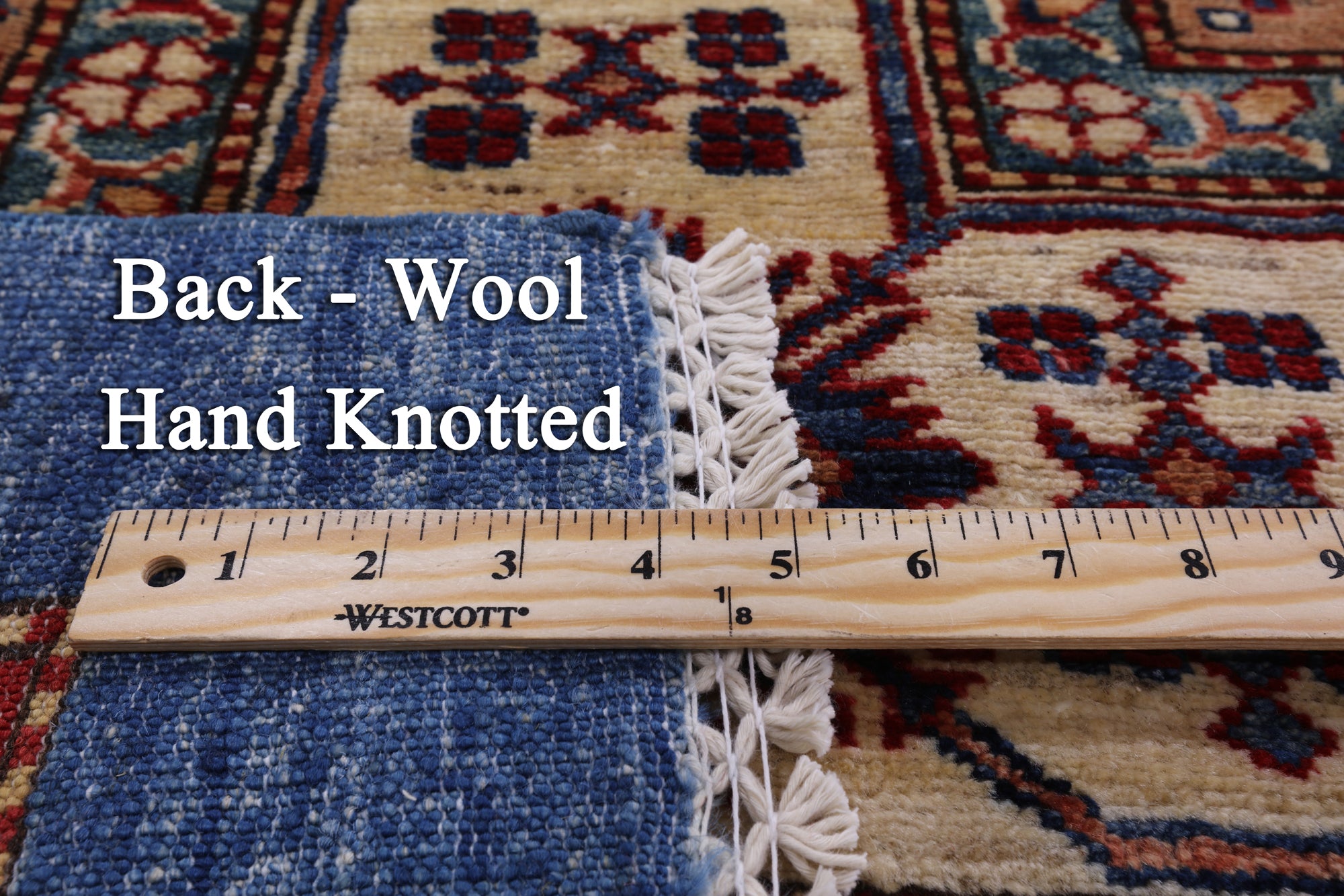 Blue Super Kazak Hand Knotted Wool Area Rug - 12' 0" X 15' 6" - Golden Nile