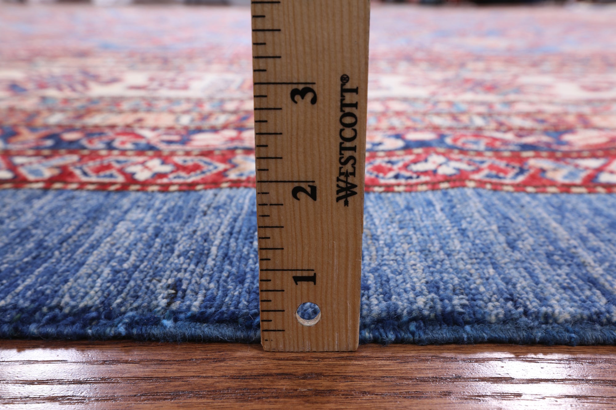 Blue Super Kazak Hand Knotted Wool Area Rug - 12' 0" X 15' 6" - Golden Nile