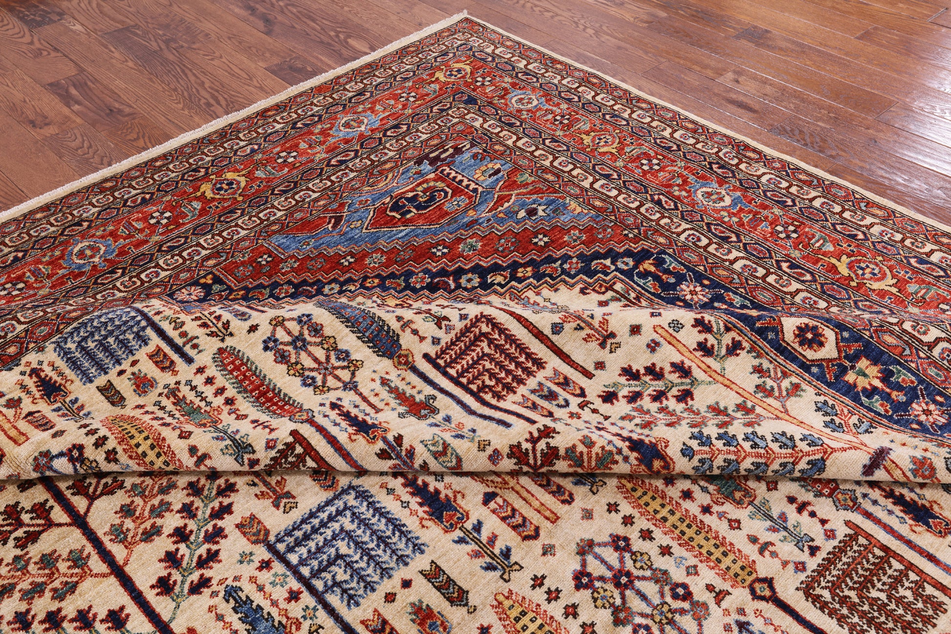 Ivory Persian Ziegler Hand Knotted Wool Area Rug - 12' 1" X 14' 11" - Golden Nile