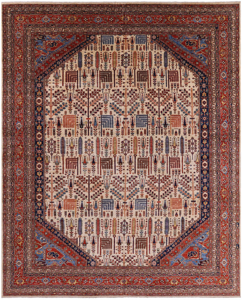 Ivory Persian Ziegler Hand Knotted Wool Area Rug - 12' 1" X 14' 11" - Golden Nile