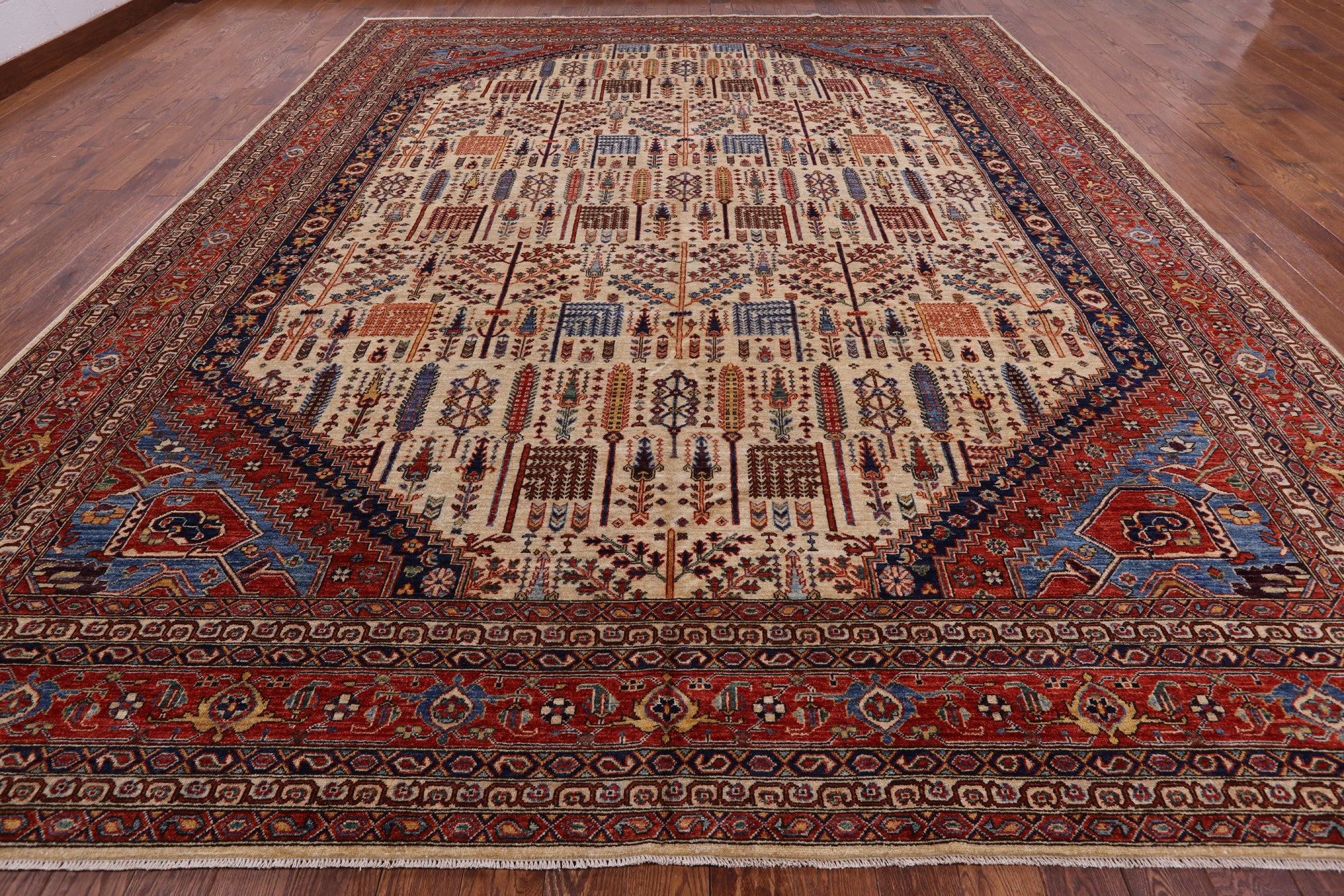 Ivory Persian Ziegler Hand Knotted Wool Area Rug - 12' 1" X 14' 11" - Golden Nile