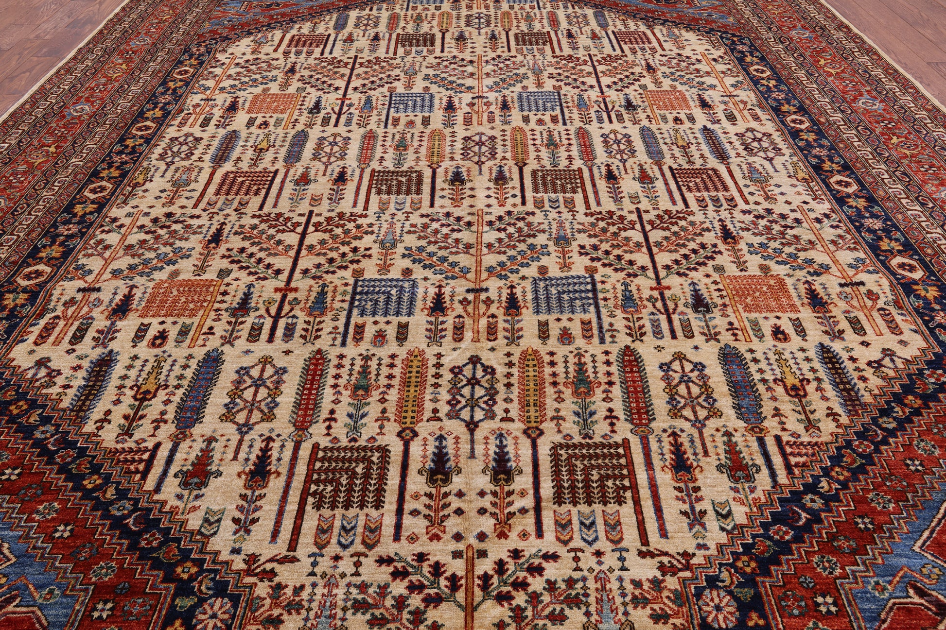 Ivory Persian Ziegler Hand Knotted Wool Area Rug - 12' 1" X 14' 11" - Golden Nile