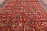 Red Persian Ziegler Hand Knotted Wool Area Rug - 11' 11" X 14' 11" - Golden Nile