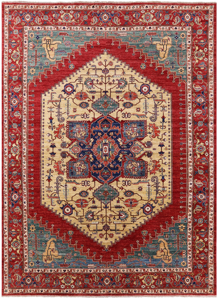 Fine Serapi Hand Knotted Wool Area Rug - 8' 11" X 12' 2" - Golden Nile