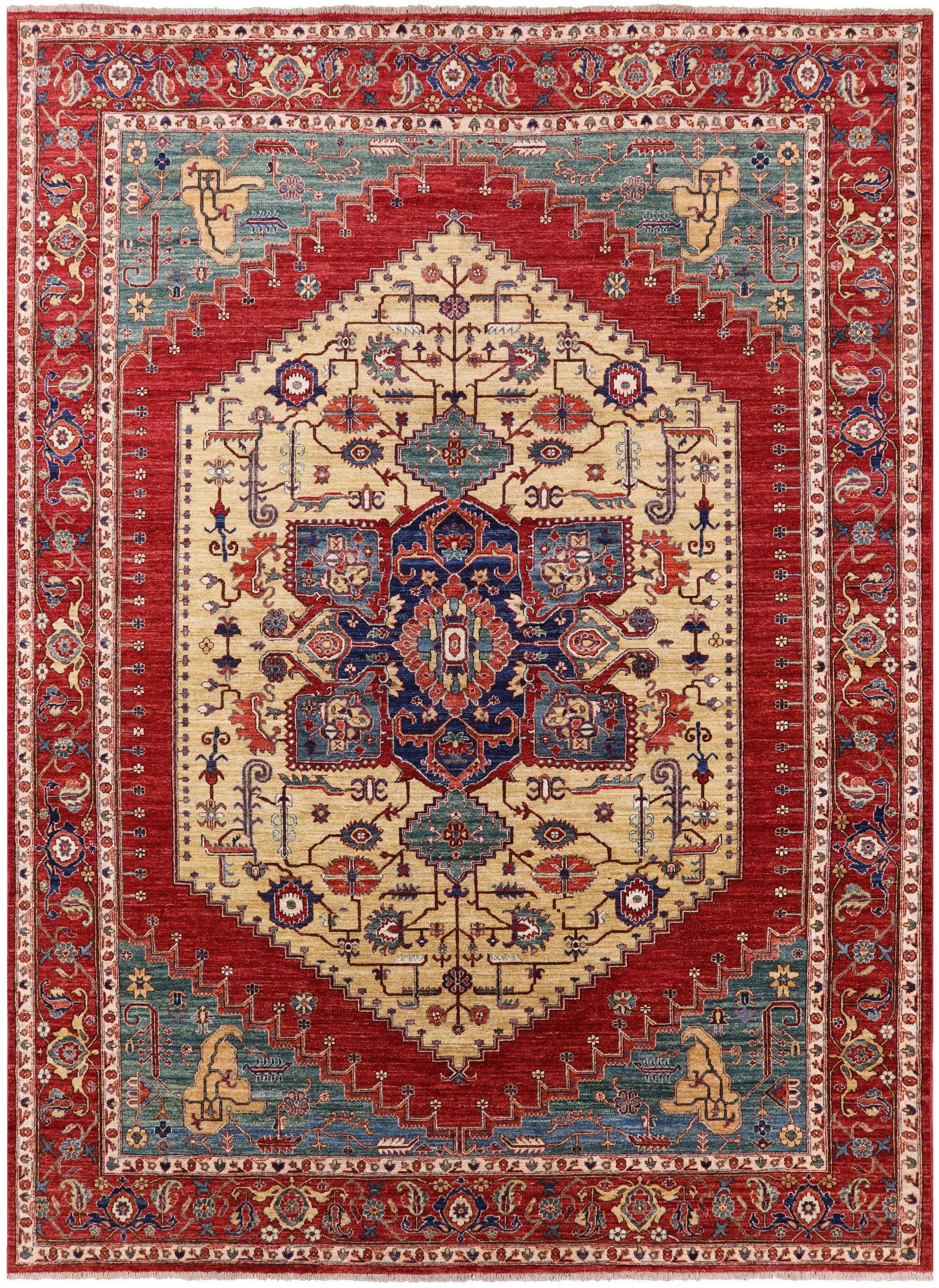 Fine Serapi Hand Knotted Wool Area Rug - 8' 11" X 12' 2" - Golden Nile