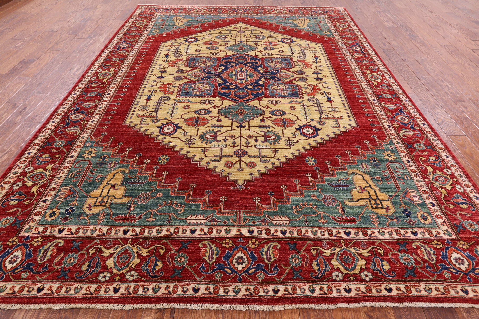 Fine Serapi Hand Knotted Wool Area Rug - 8' 11" X 12' 2" - Golden Nile