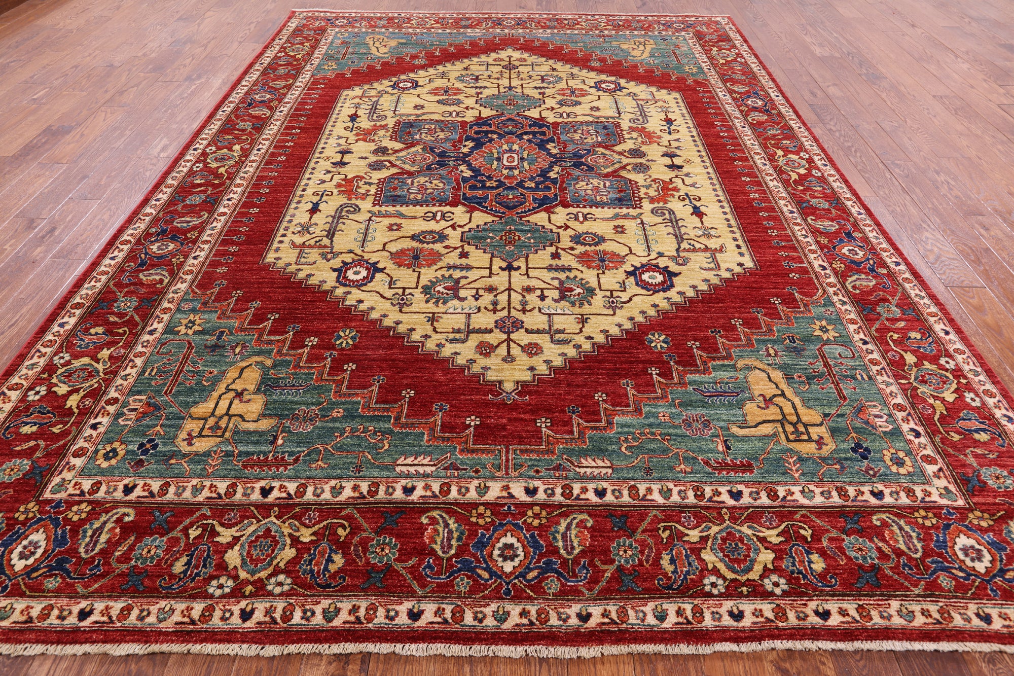Fine Serapi Hand Knotted Wool Area Rug - 8' 11" X 12' 2" - Golden Nile