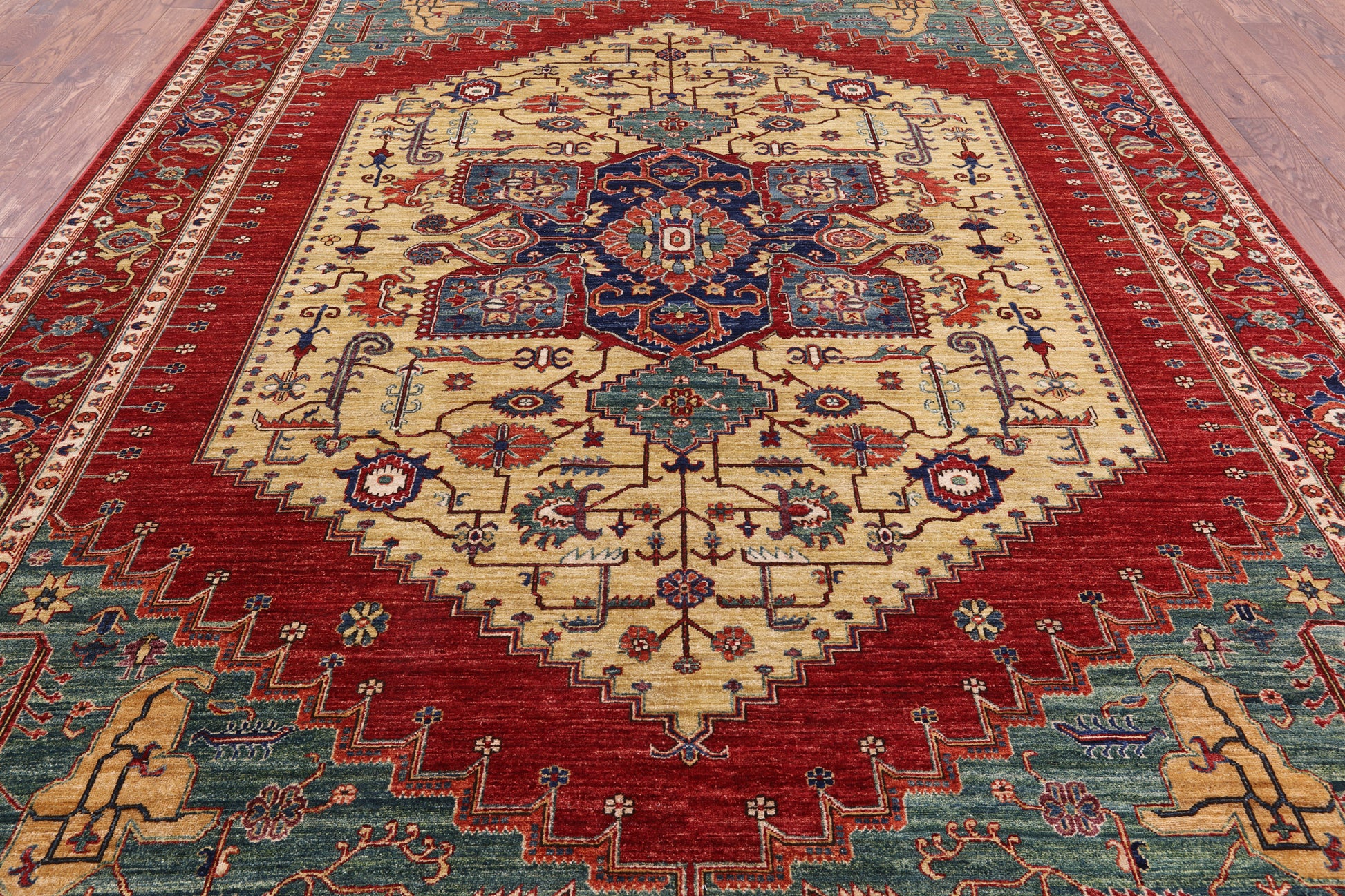 Fine Serapi Hand Knotted Wool Area Rug - 8' 11" X 12' 2" - Golden Nile