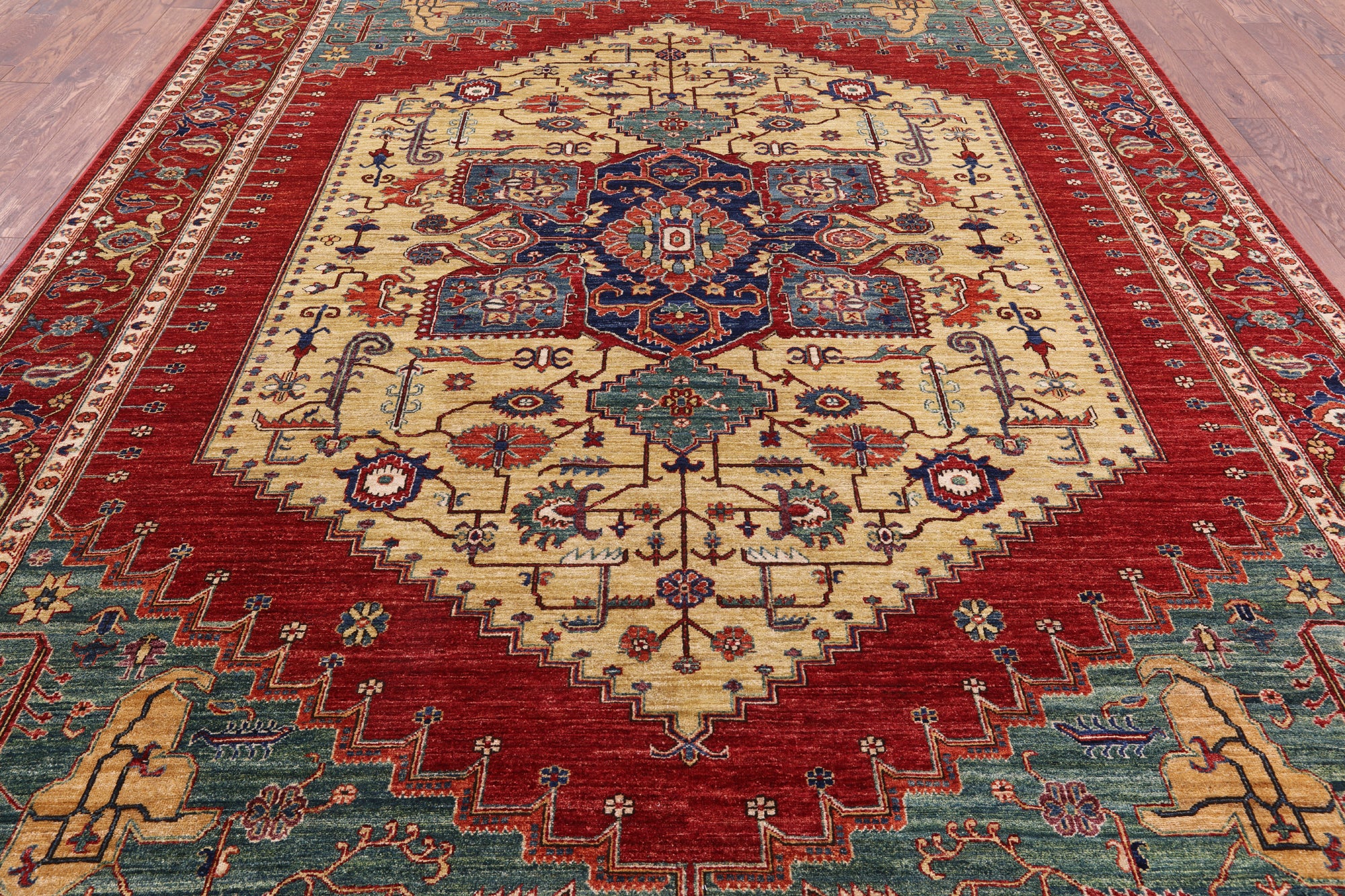 Fine Serapi Hand Knotted Wool Area Rug - 8' 11" X 12' 2" - Golden Nile