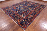 Blue Fine Serapi Hand Knotted Wool Rug - 9' 0" X 11' 9" - Golden Nile