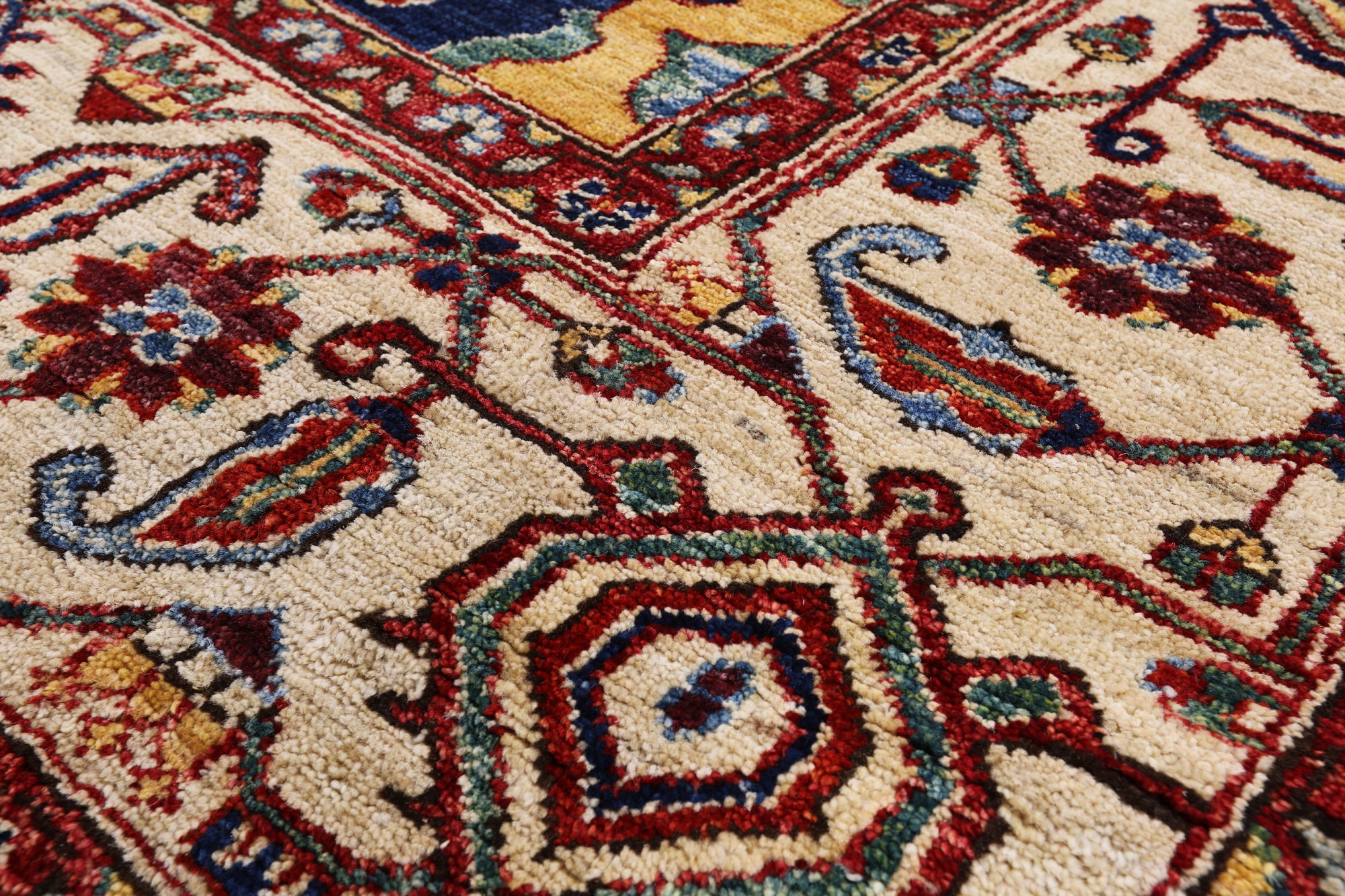 Blue Fine Serapi Hand Knotted Wool Area Rug - 6' 1" X 8' 9" - Golden Nile