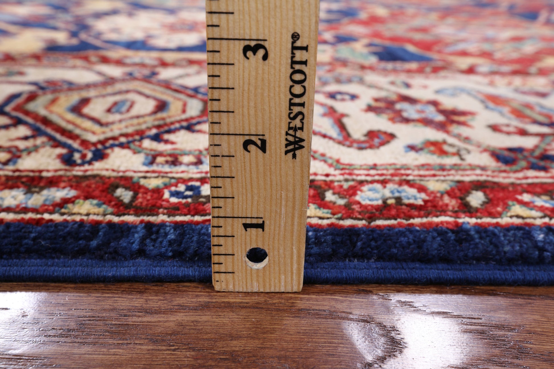 Blue Fine Serapi Hand Knotted Wool Area Rug - 6' 1" X 8' 9" - Golden Nile