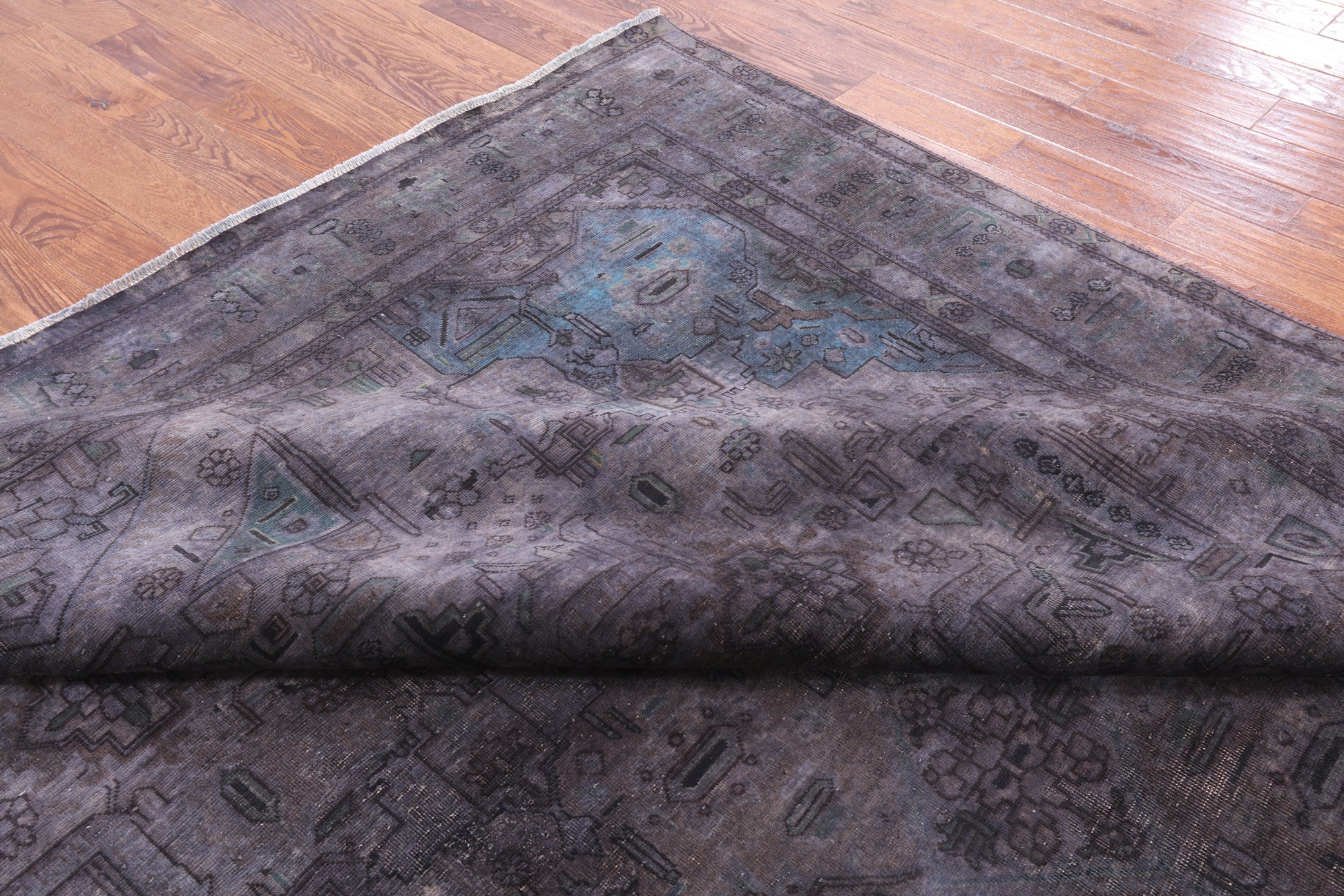 Grey Persian Overdyed Hand Knotted Wool Area Rug - 9' 7" X 12' 10" - Golden Nile