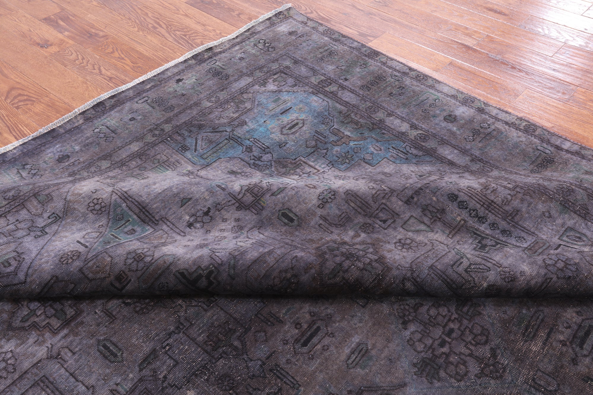 Grey Persian Overdyed Hand Knotted Wool Area Rug - 9' 7" X 12' 10" - Golden Nile