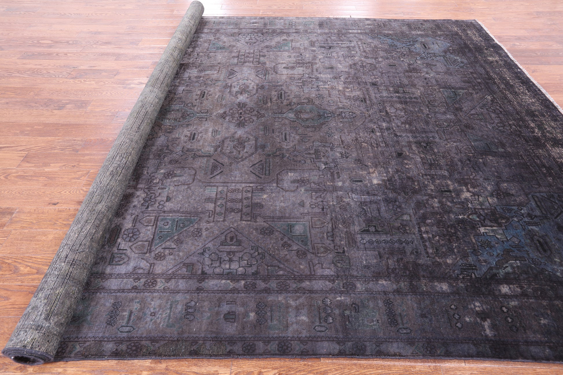 Grey Persian Overdyed Hand Knotted Wool Area Rug - 9' 7" X 12' 10" - Golden Nile