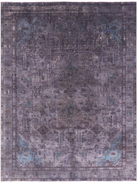 Grey Persian Overdyed Hand Knotted Wool Area Rug - 9' 7" X 12' 10" - Golden Nile