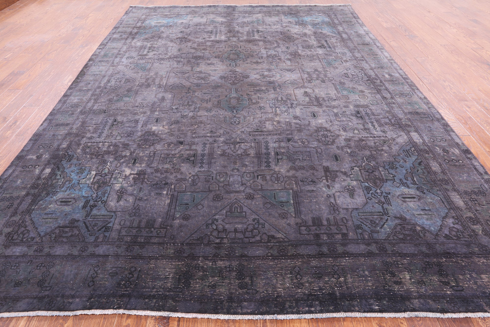 Grey Persian Overdyed Hand Knotted Wool Area Rug - 9' 7" X 12' 10" - Golden Nile