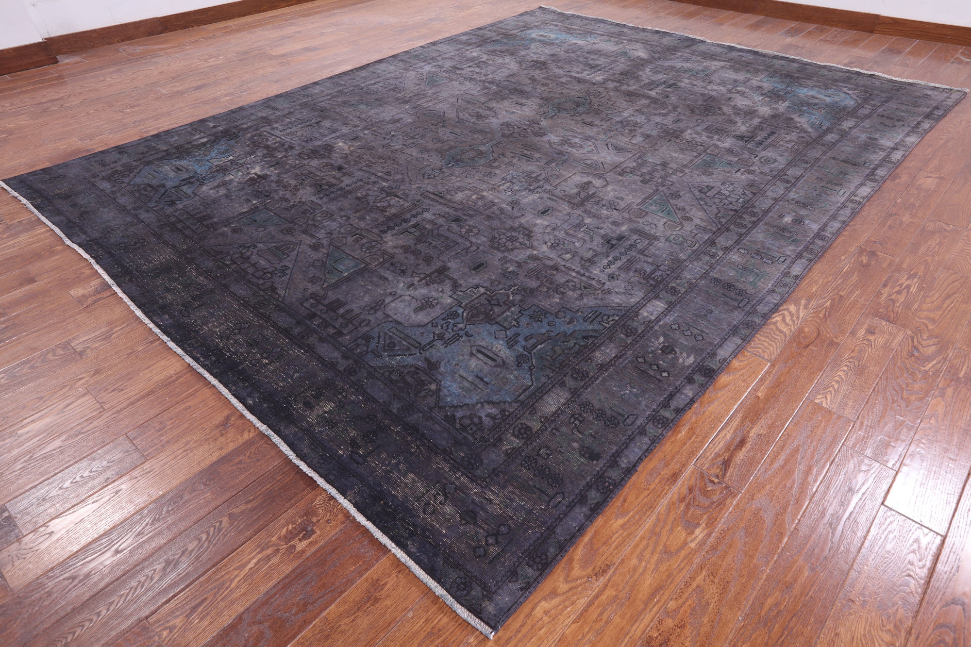 Grey Persian Overdyed Hand Knotted Wool Area Rug - 9' 7" X 12' 10" - Golden Nile