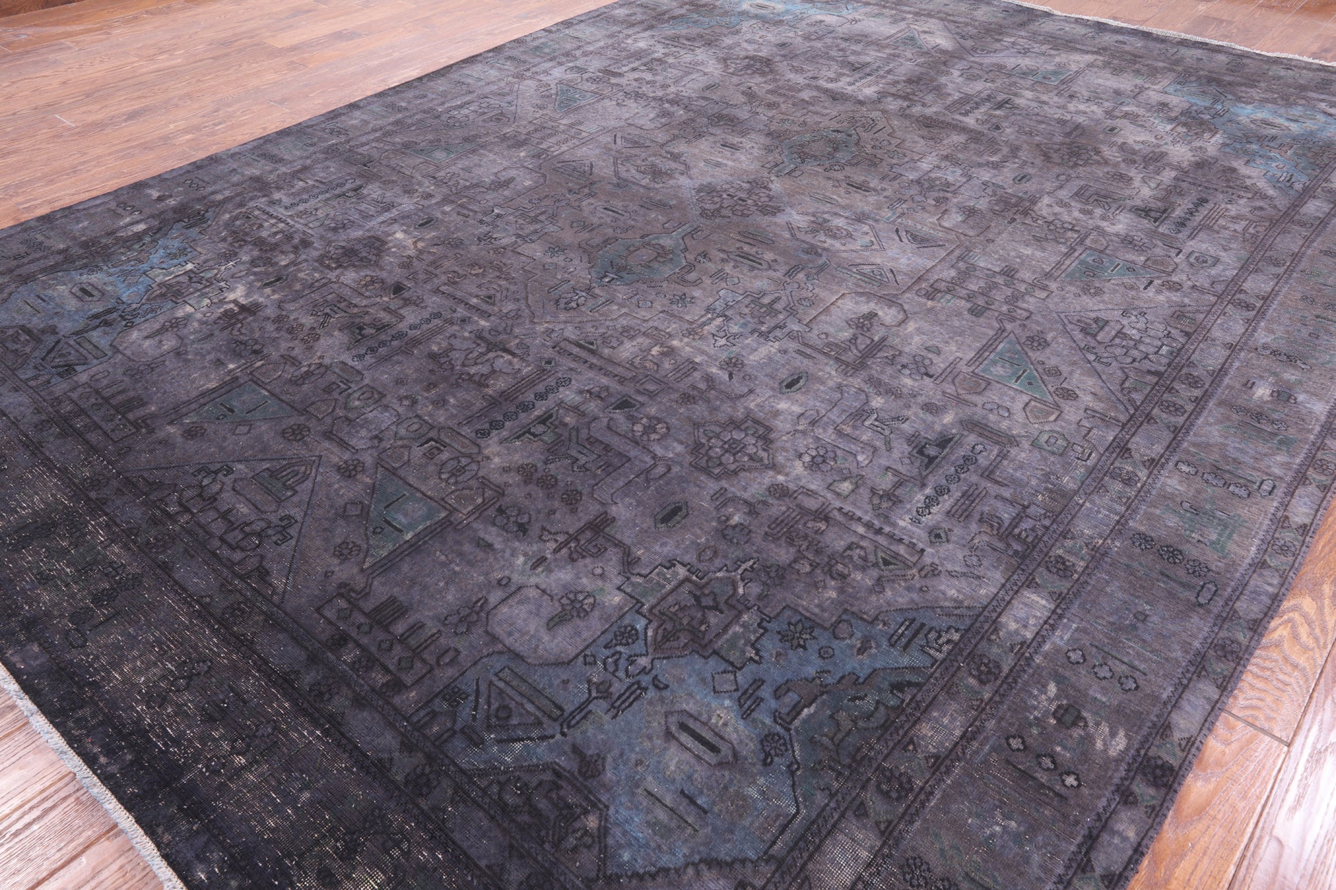 Grey Persian Overdyed Hand Knotted Wool Area Rug - 9' 7" X 12' 10" - Golden Nile