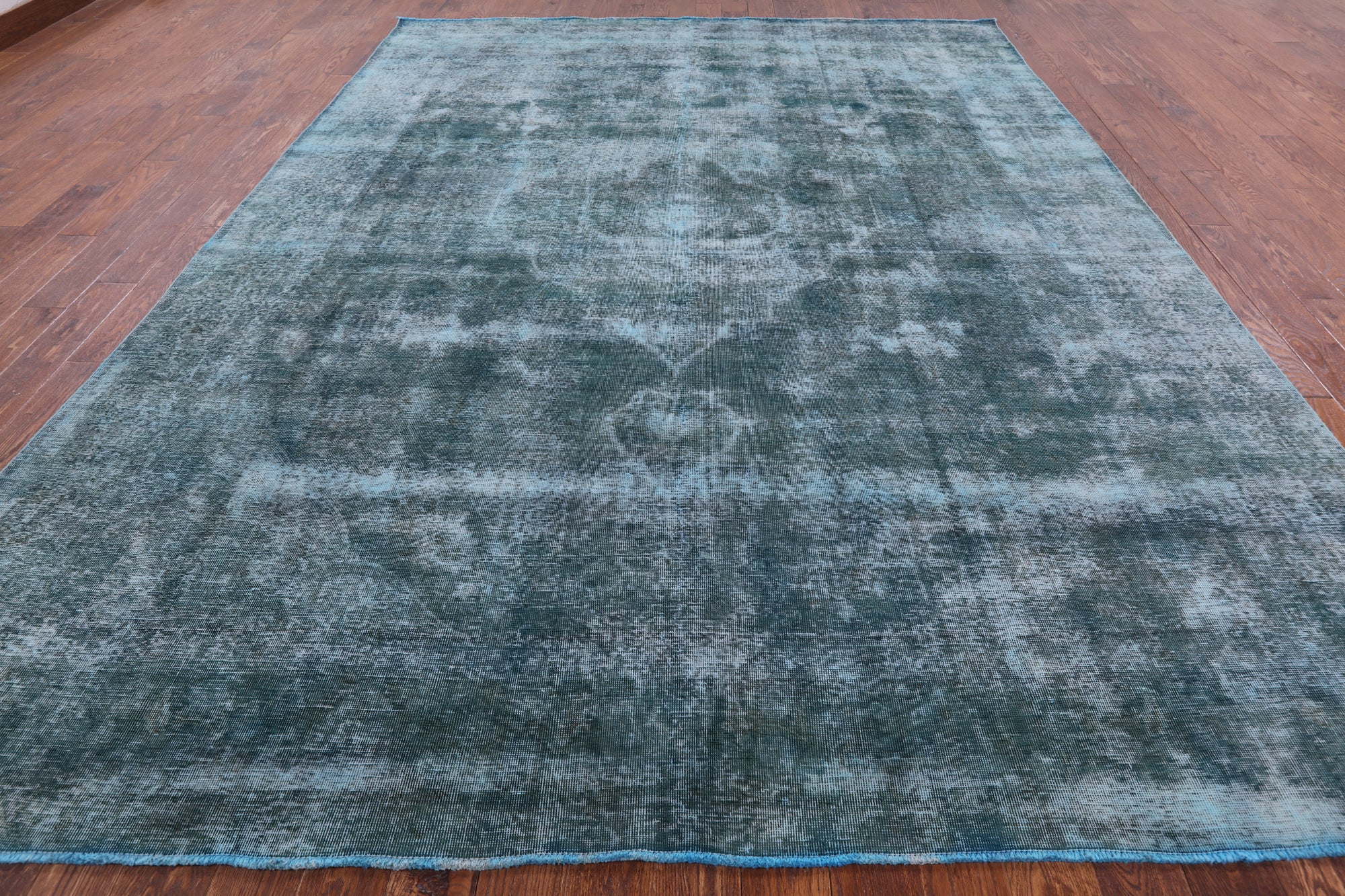Green Persian Overdyed Hand Knotted Wool Area Rug - 9' 7" X 12' 8" - Golden Nile