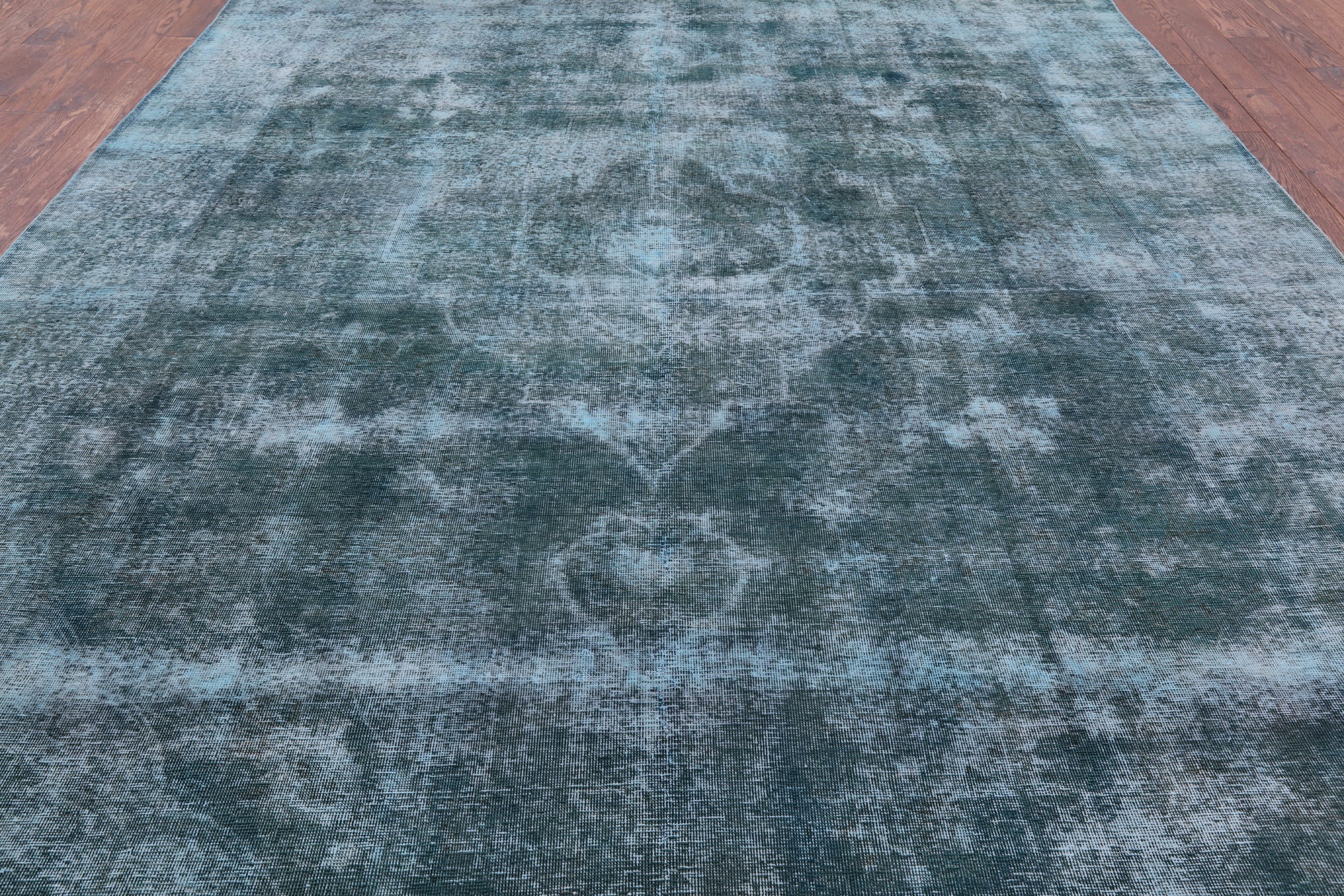 Green Persian Overdyed Hand Knotted Wool Area Rug - 9' 7" X 12' 8" - Golden Nile