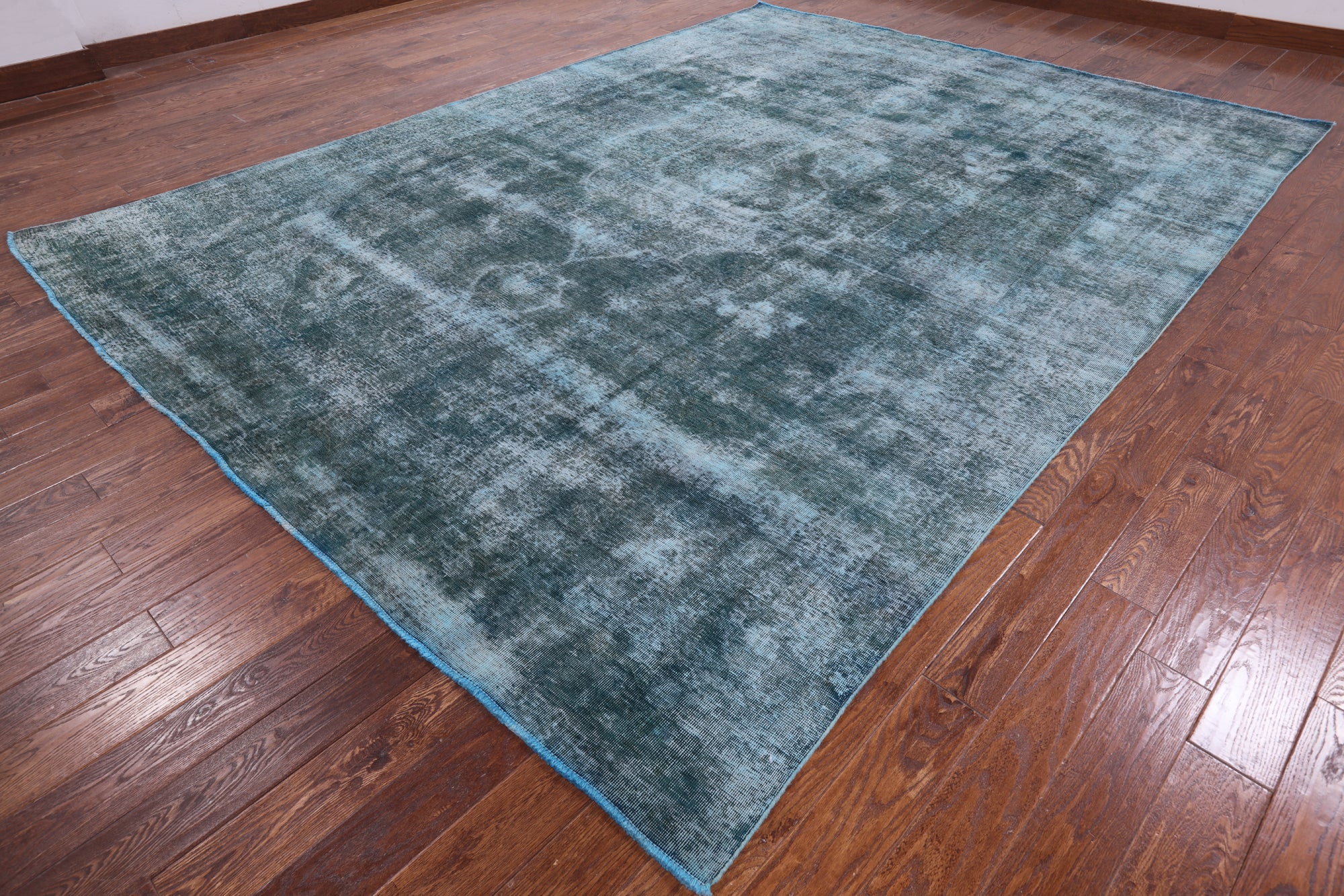 Green Persian Overdyed Hand Knotted Wool Area Rug - 9' 7" X 12' 8" - Golden Nile