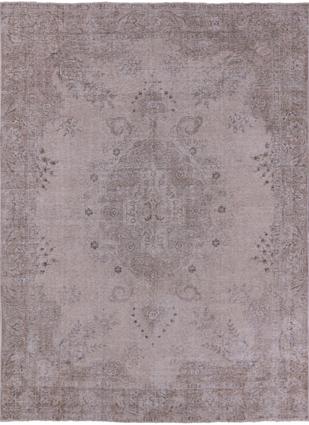 Ivory Persian Vintage White Wash Handmade Wool Area Rug - 9' 2" X 12' 7" - Golden Nile