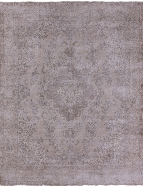 Ivory Persian Vintage White Wash Hand Knotted Wool Area Rug - 9' 8" X 12' 5" - Golden Nile