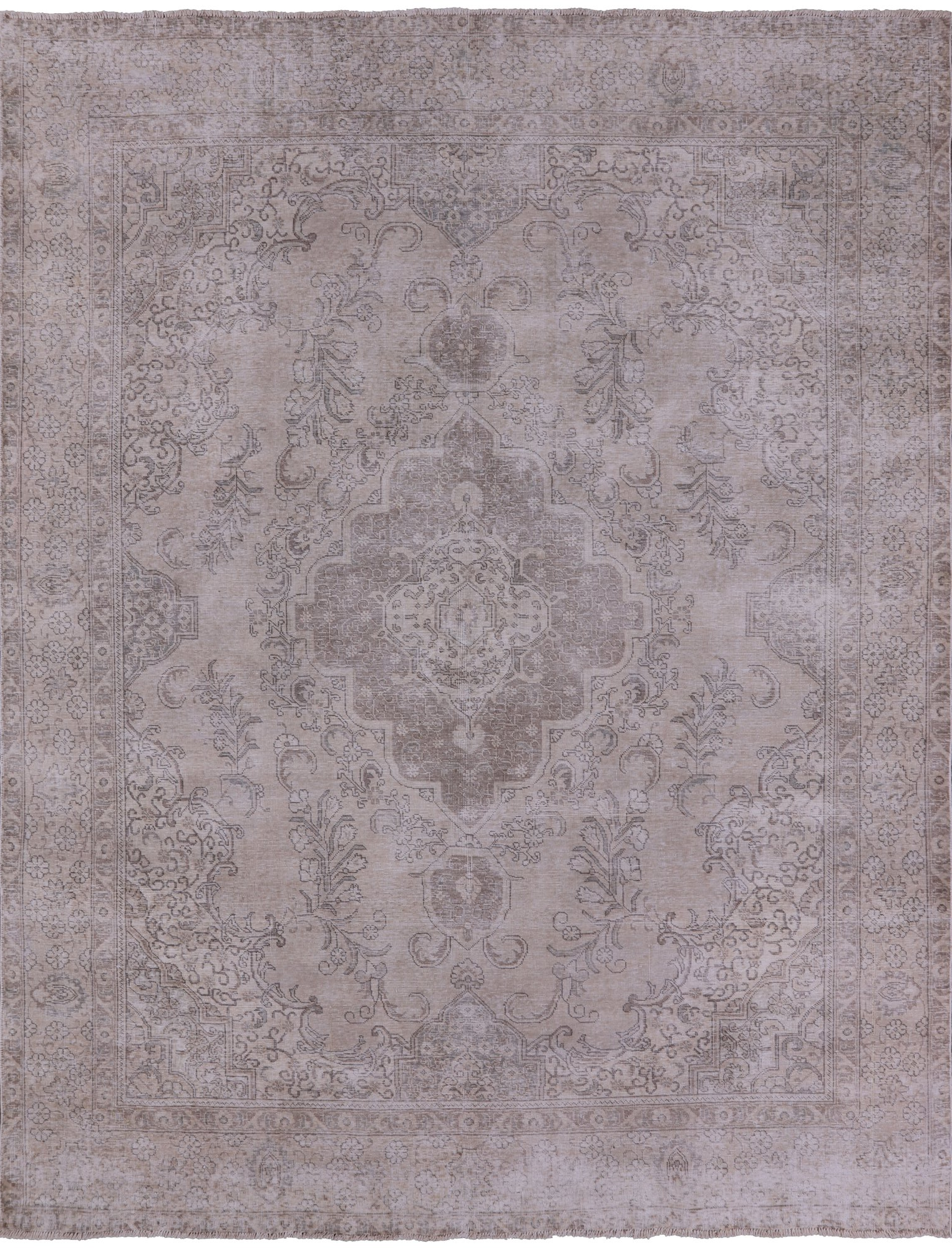 Ivory Persian Vintage White Wash Hand Knotted Wool Area Rug - 9' 8" X 12' 5" - Golden Nile