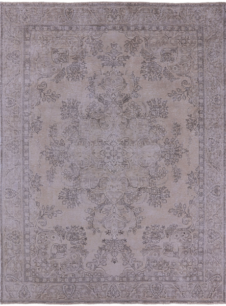 Ivory Persian Vintage White Wash Hand Knotted Wool Area Rug - 9' 5" X 12' 7" - Golden Nile
