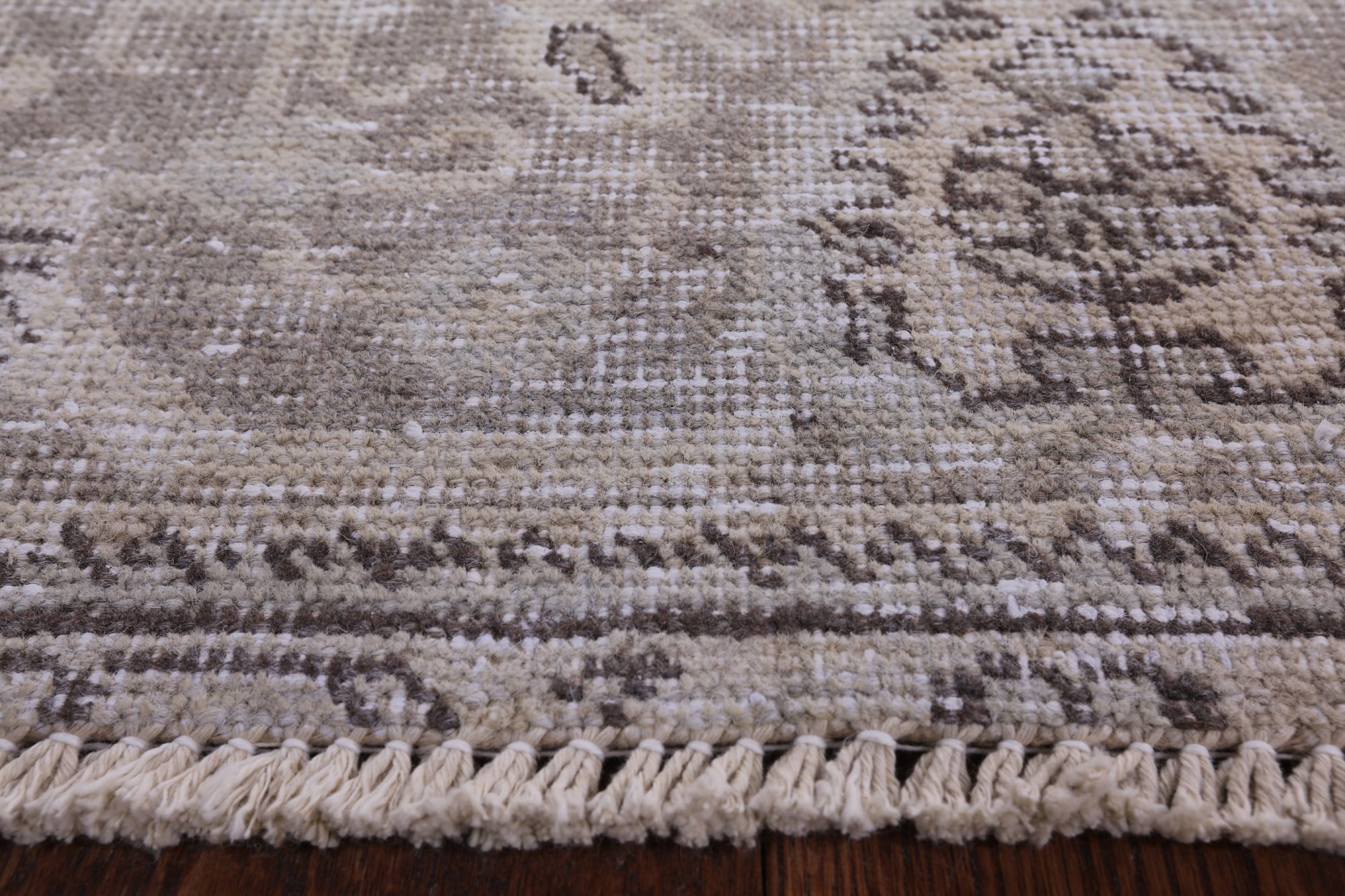 Ivory Persian Vintage White Wash Hand Knotted Wool Area Rug - 9' 5" X 12' 7" - Golden Nile