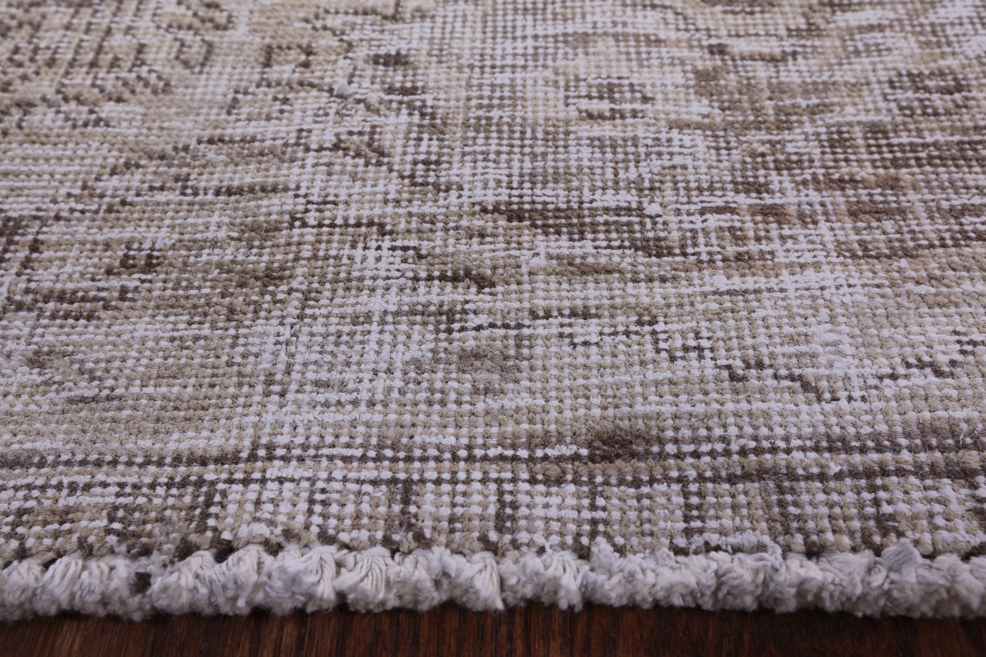 Ivory Persian Vintage White Wash Hand Knotted Wool Area Rug - 9' 9" X 12' 8" - Golden Nile