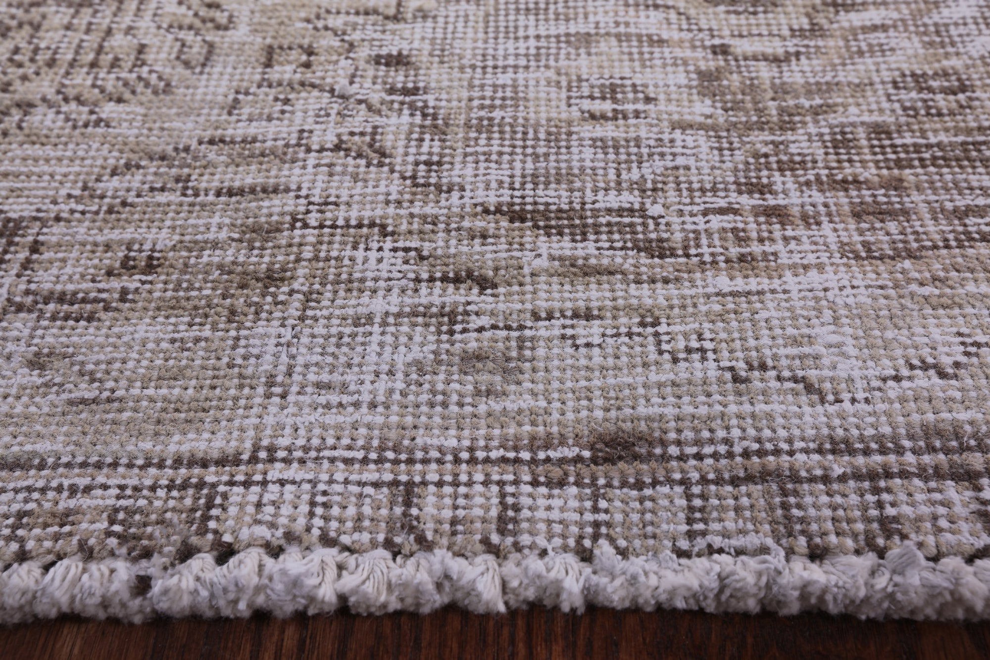 Ivory Persian Vintage White Wash Hand Knotted Wool Area Rug - 9' 9" X 12' 8" - Golden Nile