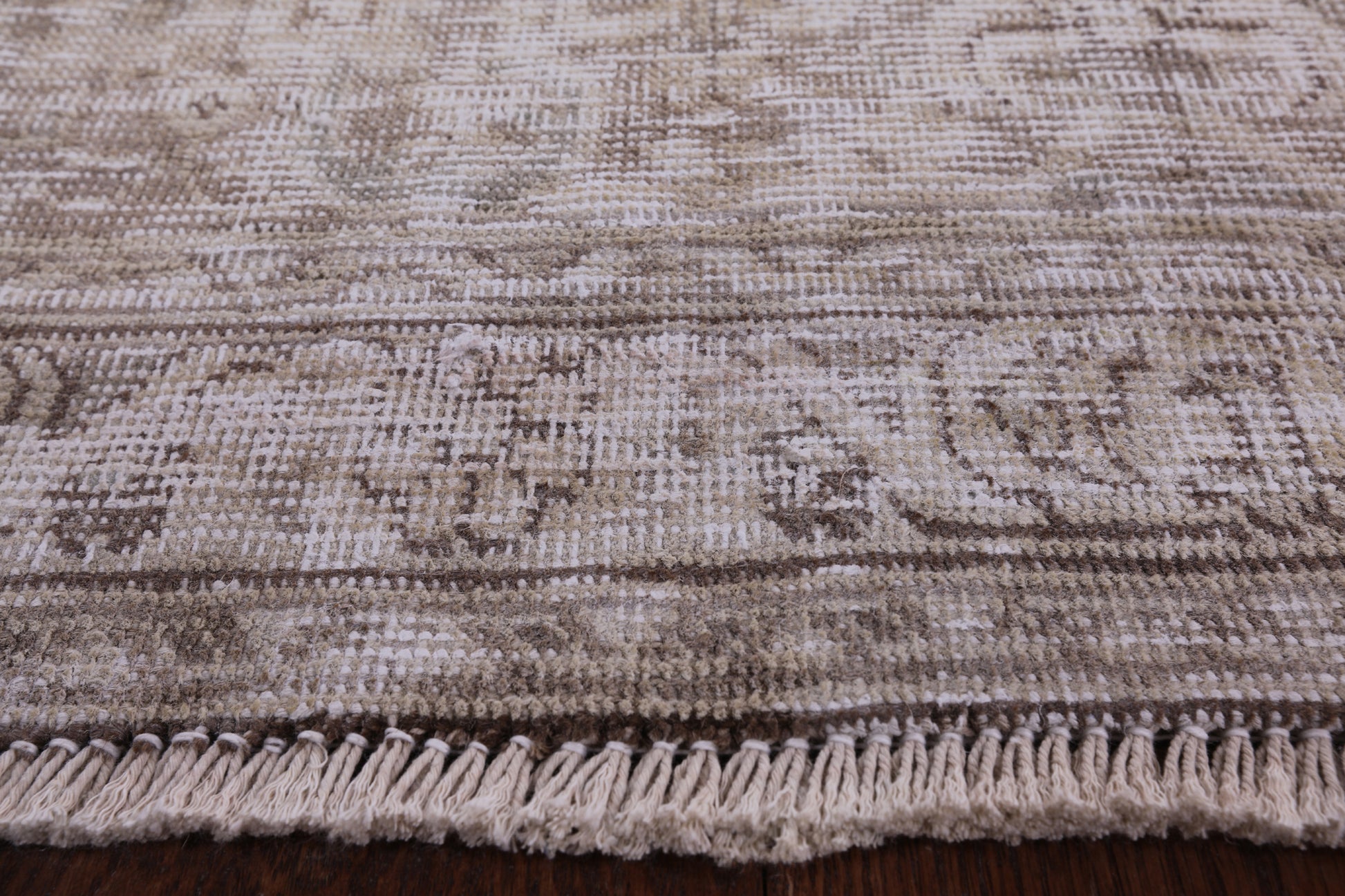 Ivory Persian Vintage White Wash Hand Knotted Wool Area Rug - 9' 1" X 12' 6" - Golden Nile
