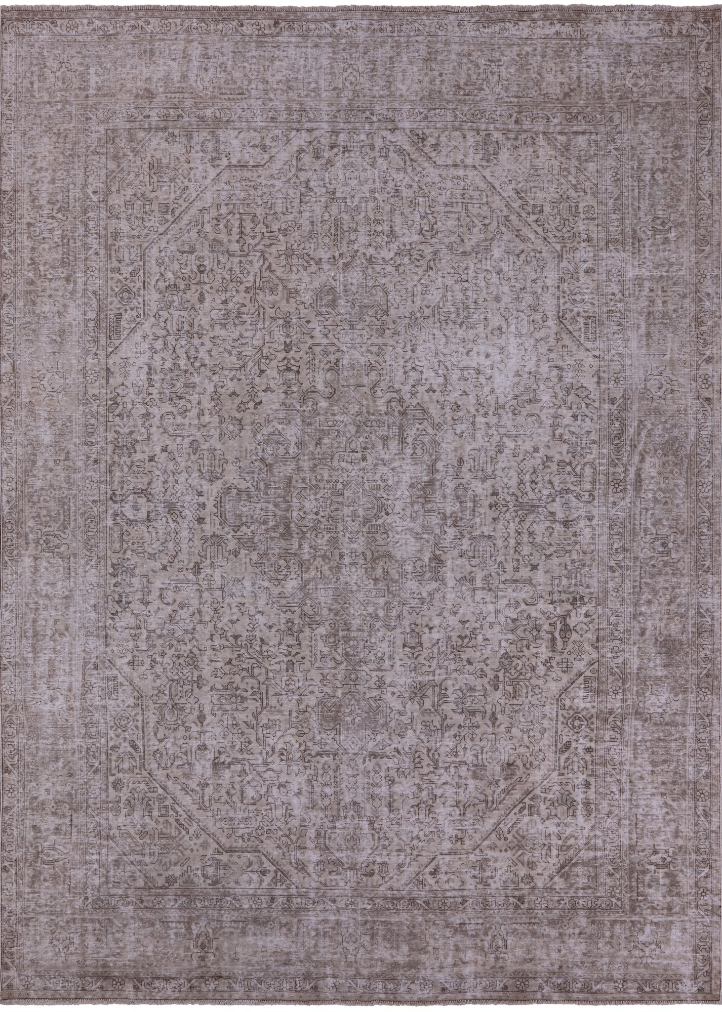 Ivory Persian Vintage White Wash Hand Knotted Wool Area Rug - 9' 1" X 12' 6" - Golden Nile