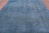 Blue Persian Overdyed Hand Knotted Wool Area Rug - 9' 4" X 12' 10" - Golden Nile
