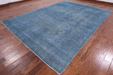 Blue Persian Overdyed Hand Knotted Wool Area Rug - 9' 4" X 12' 10" - Golden Nile